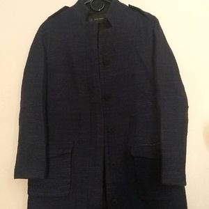 Zara Basic wool coat navy blue textured fabric. Structured in medium